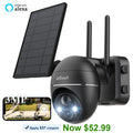 Camera PIR 360° Night Solar Camera with Wireless Spotlight Outdoor WiFi, & 2K/3MP PTZ Color Siren, Detection, Surveillance Security View, Motion Vision, Outdoor Work with Alexa