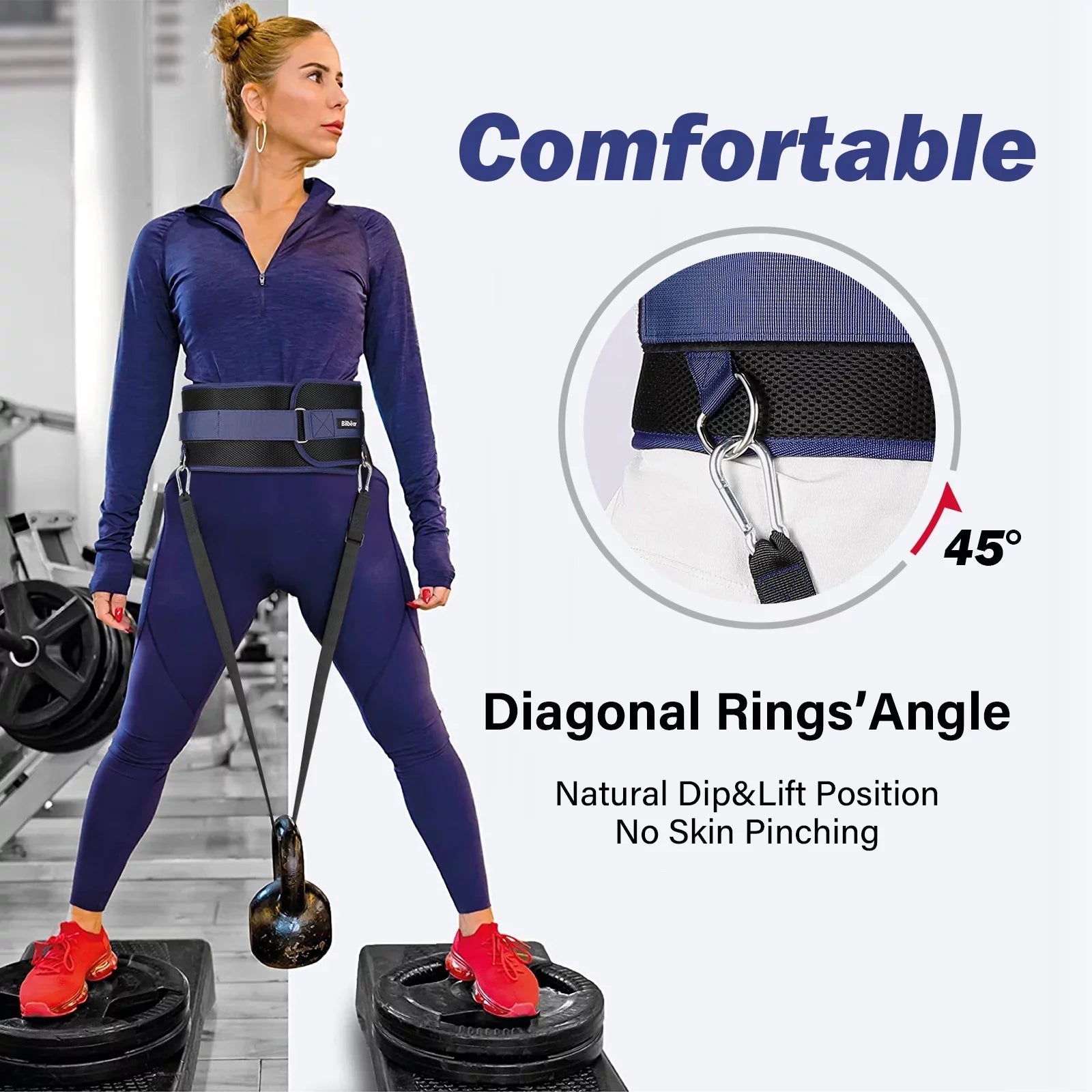 Adjustable,45-Angle pulls Strap,Weight 43 inch Snap Belt Hooks Weightlifting,Weight Dip 39 up,with lifting strap Belt for for Dip Rings&2 Bilbear inch Comfort Position