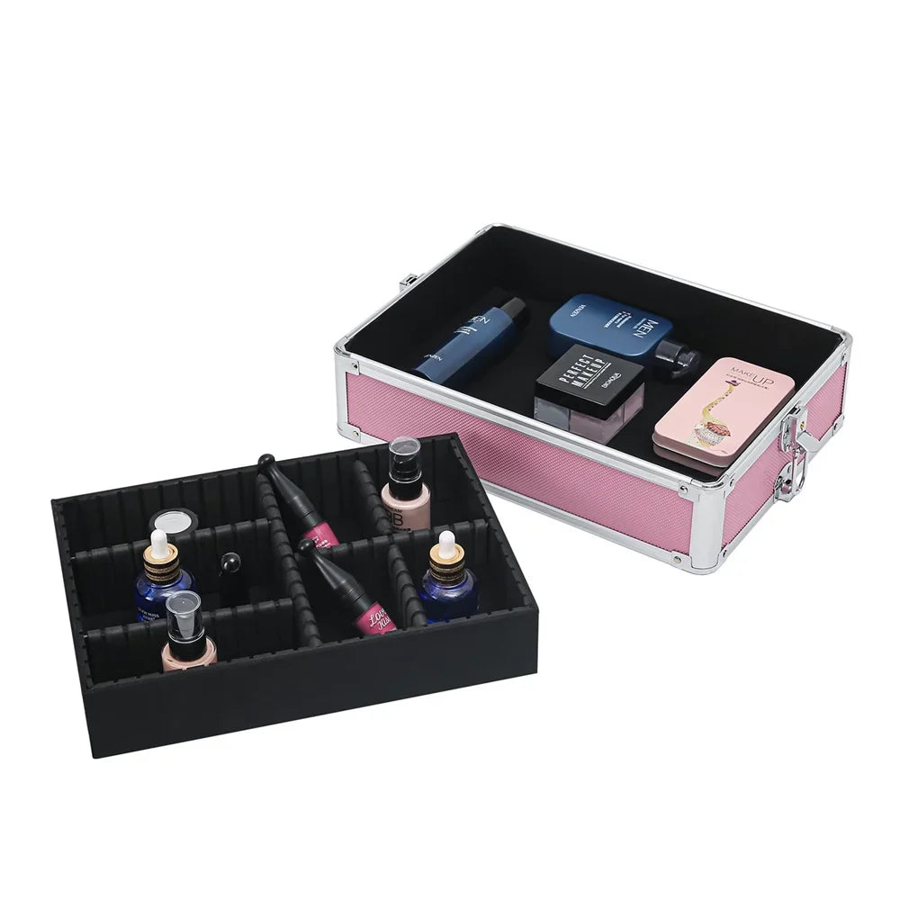 Case,Pink Makeup Drawers with Rolling Train Trolley Zeng Case Case Makeup