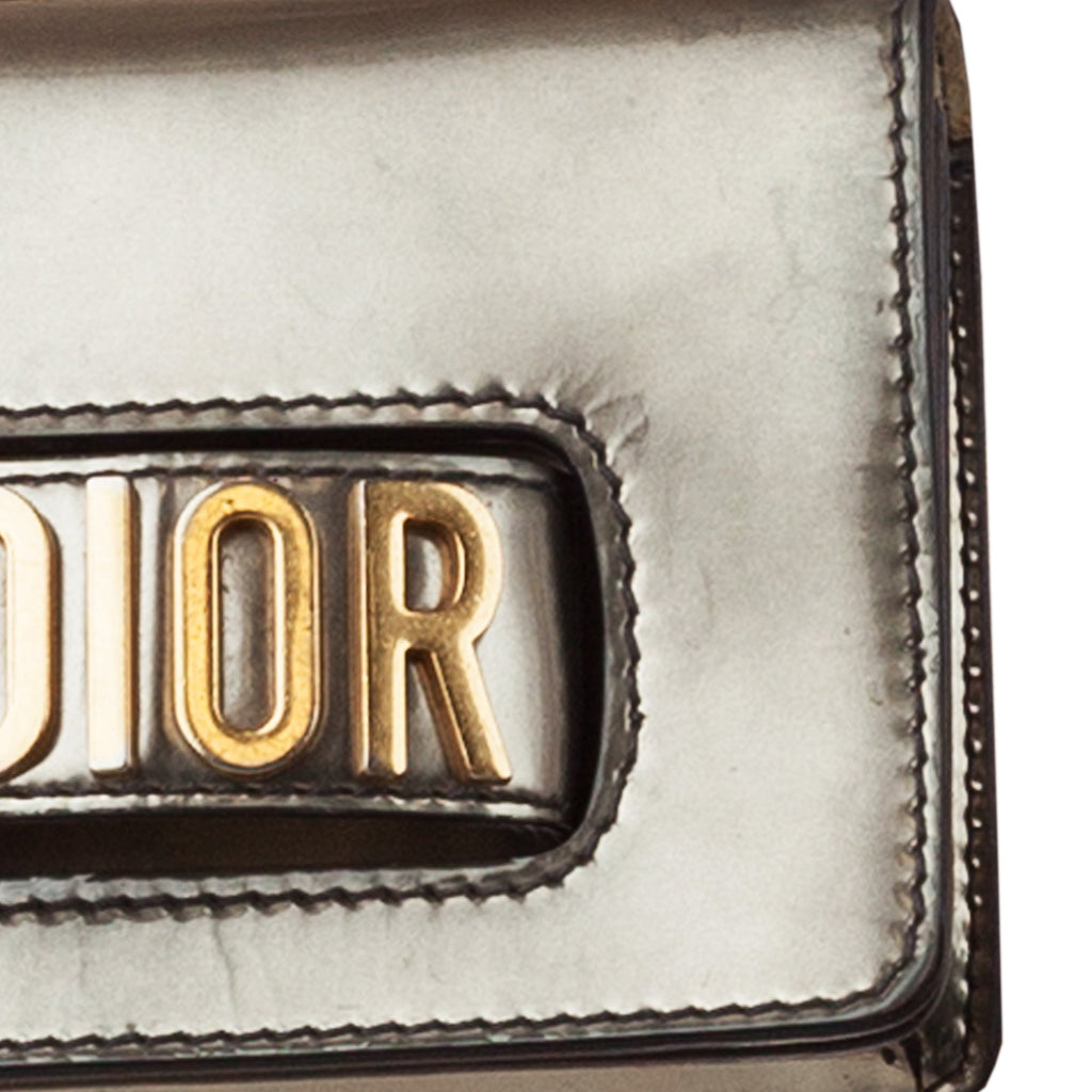 Leather Chain Gray JaDior Mini Pre-Owned Shoulder Flap Calf Bag (Good) Unisex Authenticated Dior