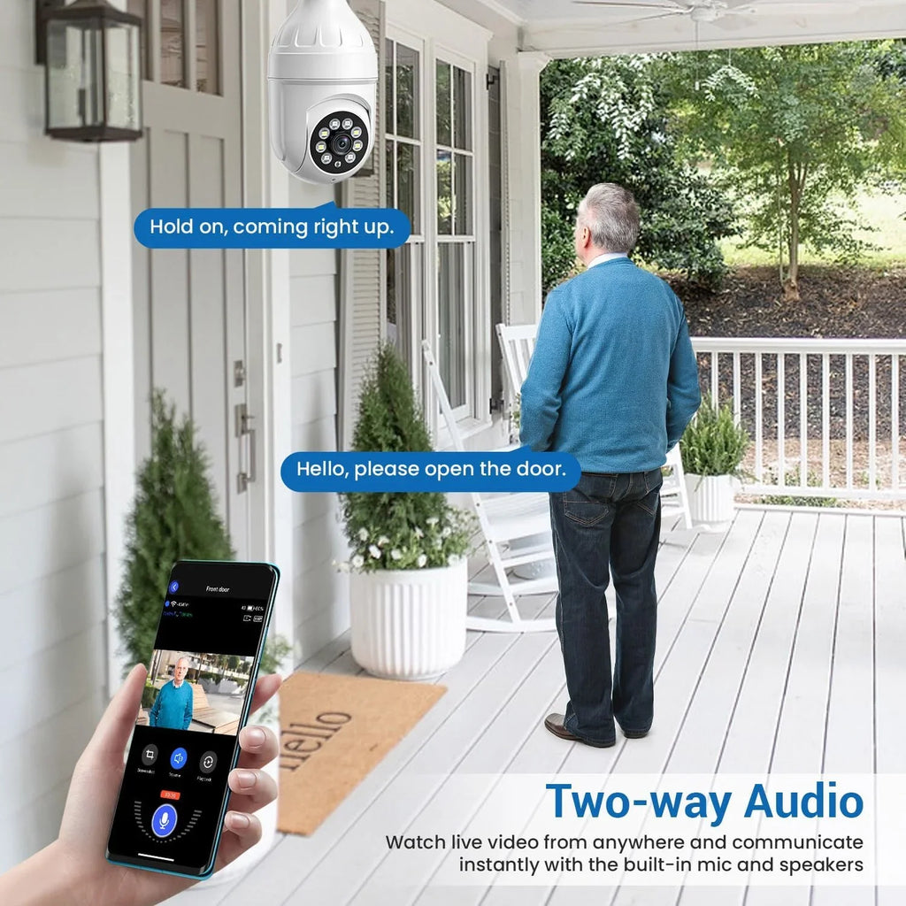 Light View, 355° BITEP Panora Live Human 2-Way Bulb Security Detection, Camera, Dome 1080p Cam, AI