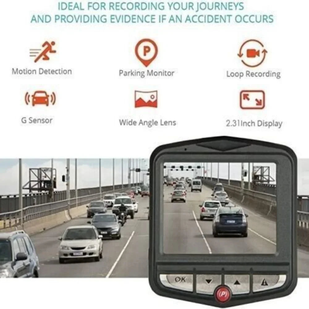 DVR or Night 1080P Dash 2.4'' G-sensor Full Car Vision Camera Rear Front Cam HD