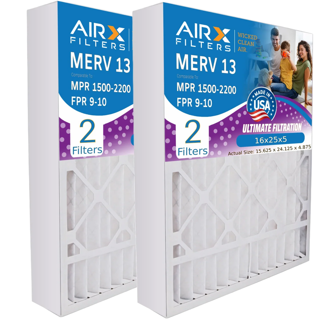 MERV - WICKED AIR. 13 Comparable FPR by Filter Filter Made to FILTERS MPR MERV Ultravation CLEAN Furnace with Compatible AIRX 16x25x5 91-005 16x25x5 USA & 9 Air Premium 13 2200 1500