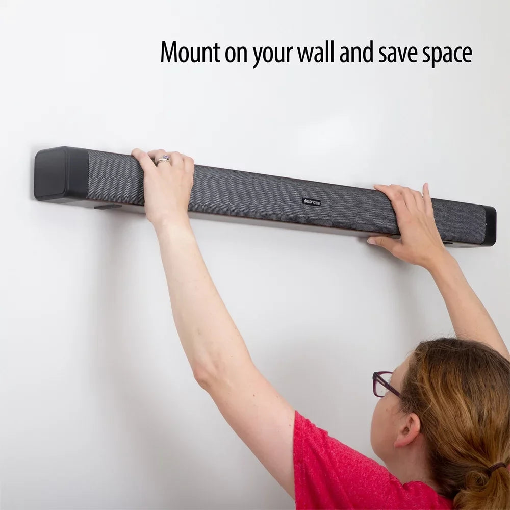 Deco SB200WOD Year Soundbar 60W 1 and Warranty Drivers 2.5" Extended Gear Dual 2.0 with Built-in Channel Four with Bundle Subwoofers