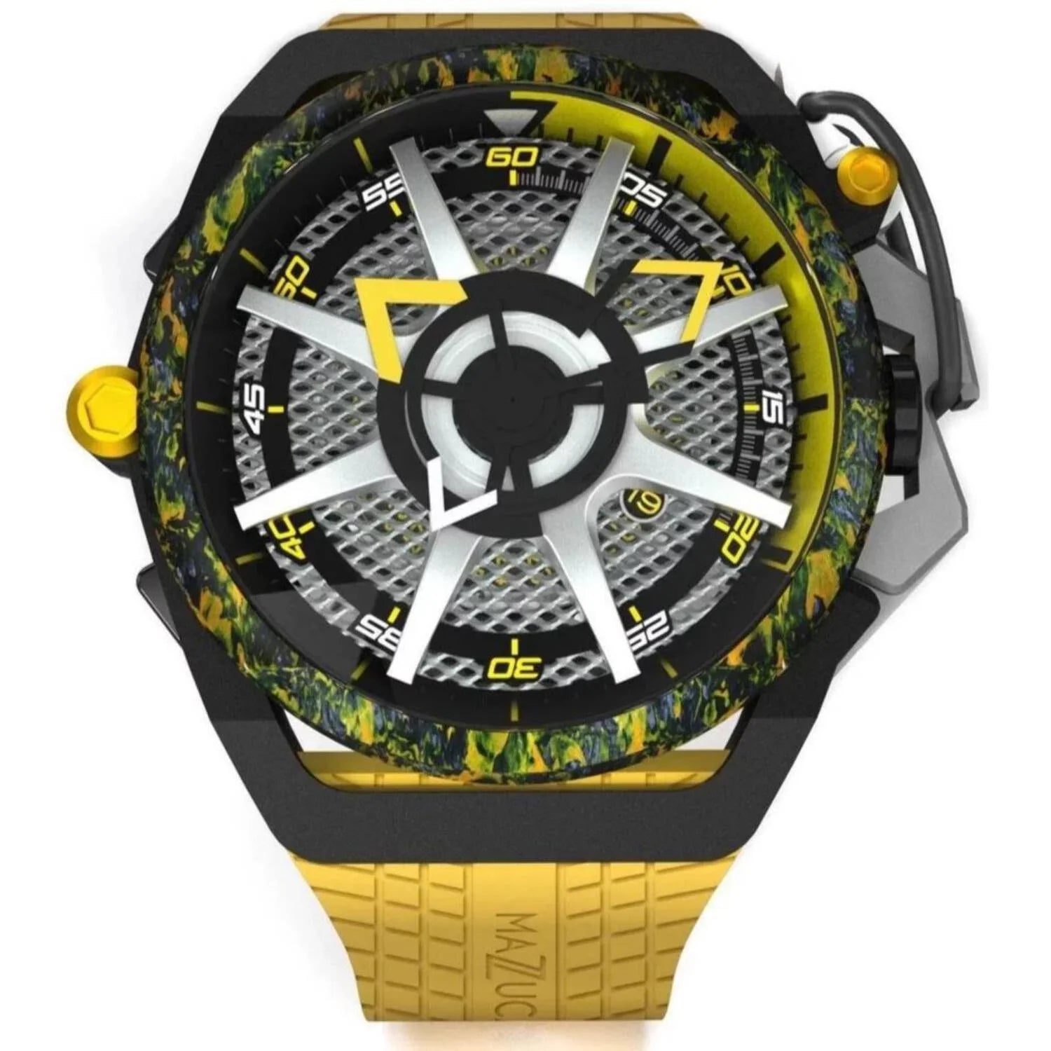 for - Rim Watch Black Men Twin Dial Reversible Automatic Adult Monza Chronograph Mazzucato