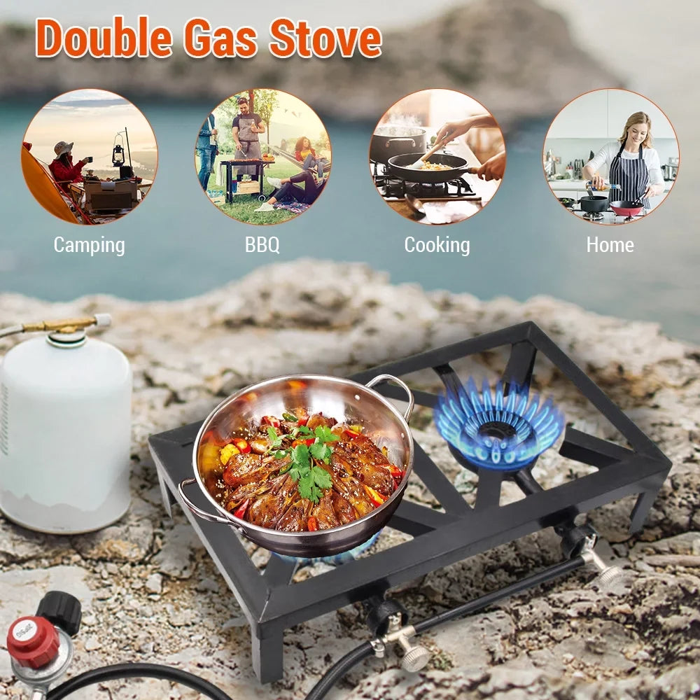 Cooking Tomshine Camping Double Iron BBQ Cooking Patio Stove for Enthusiasts (Standard), for Furnace Propane Cast Efficient Gas