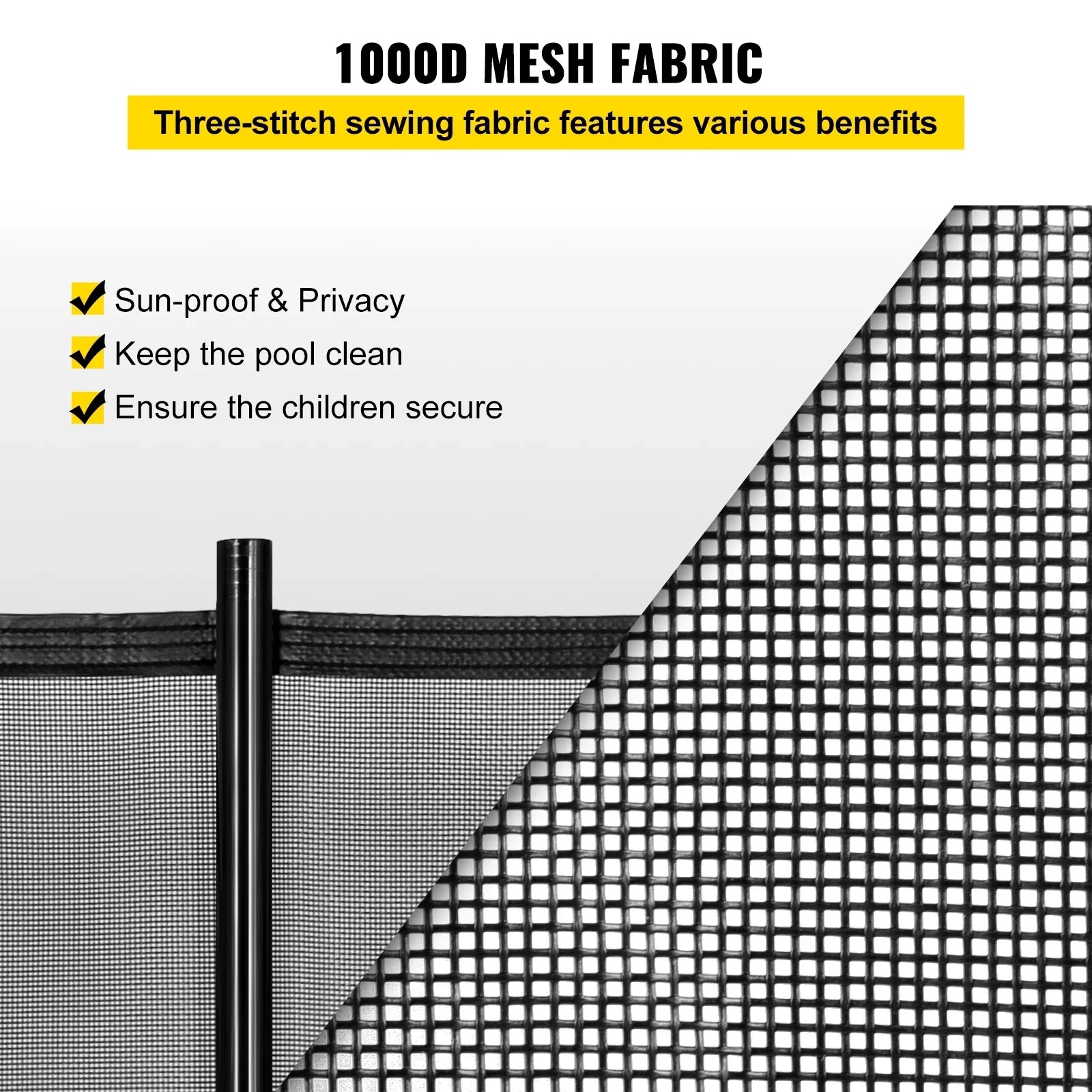 Security ft Swimming Pools Foot Pool and Inground 4 Fabric SKYSHALO Fencing Fences Fence, Pool Poles for Pool Privacy 1000D PVC x Removable Tubes, and 12 Aluminum Breathable with for Pool Fence Mesh,