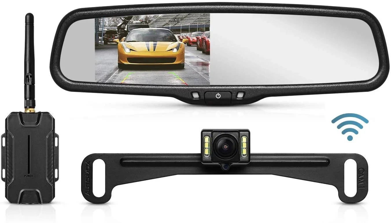 for T1400 Look OEM Monitor Mirror Waterproof Camera Camera Vision Super with View Interference, No Backup Night Car/Trucks, Up AUTO-VOX Camera Upgrade Wireless Back Rear