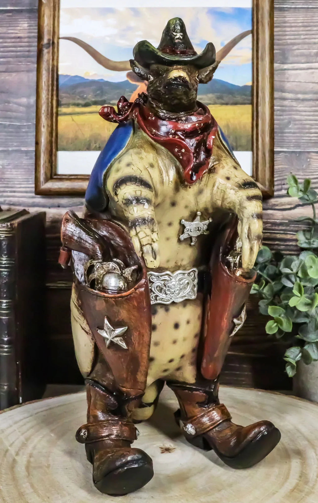 Boots Western Texas Cowboy And Figurine Big Texan Sherriff Guns Armadillo Rustic