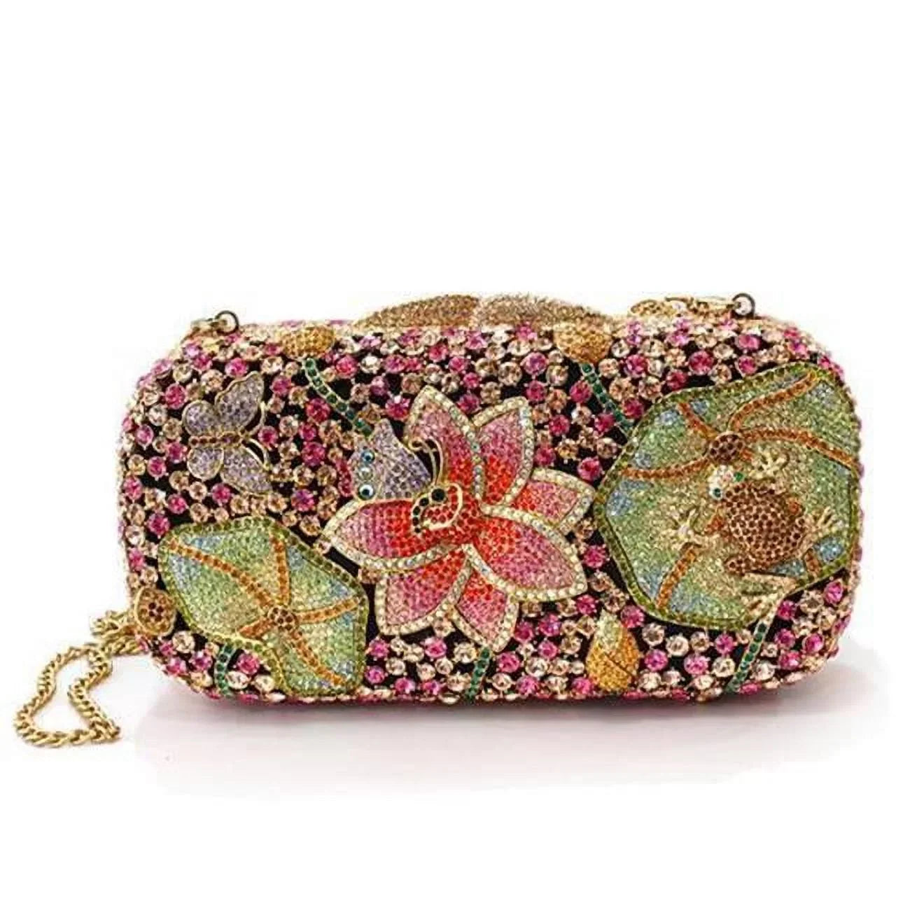 Metal White in Clutch Ancientry Color Multi Crystal Grade Top Women with Gold