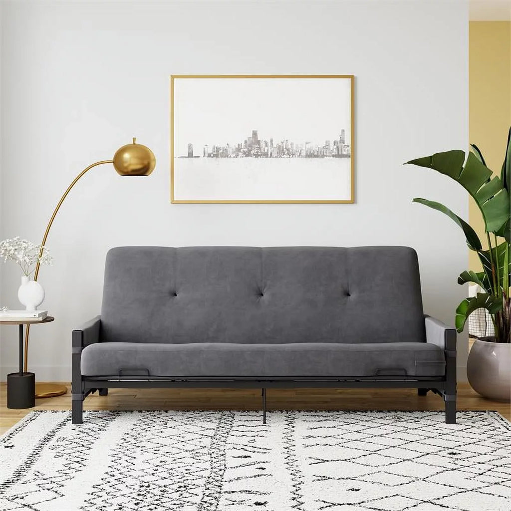 Futon Gray DHP Melbourne with Futon Storage Thermobonded in Mattress 6"