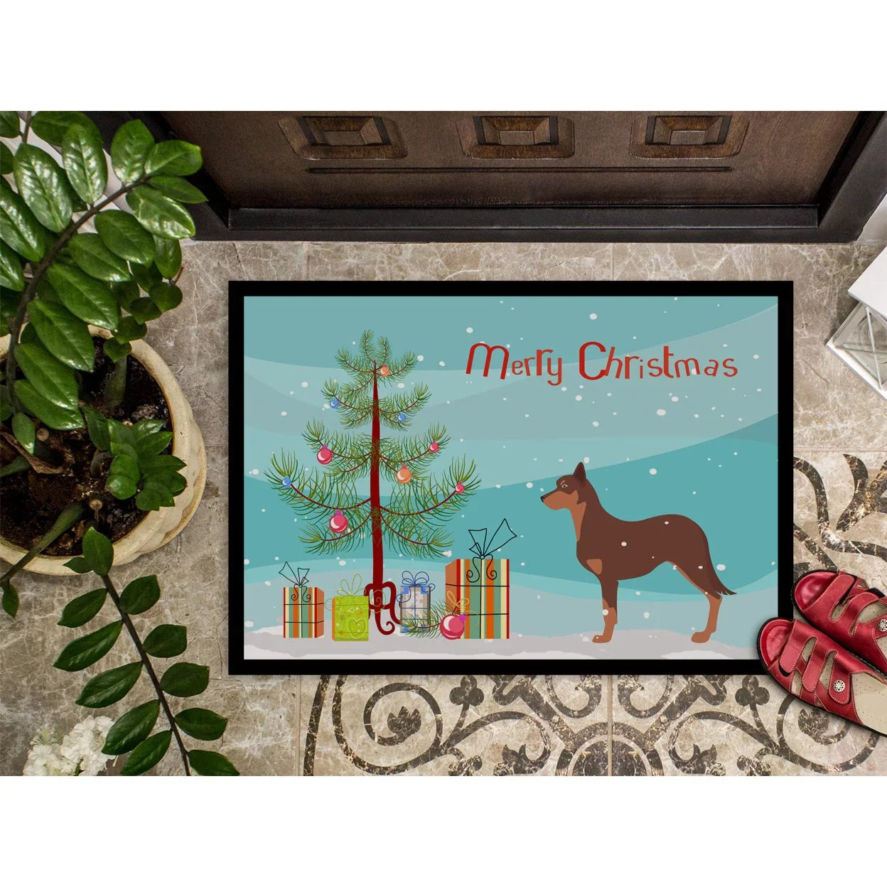 Merry Tree Mat or Christmas Art Dog Indoor Outdoor