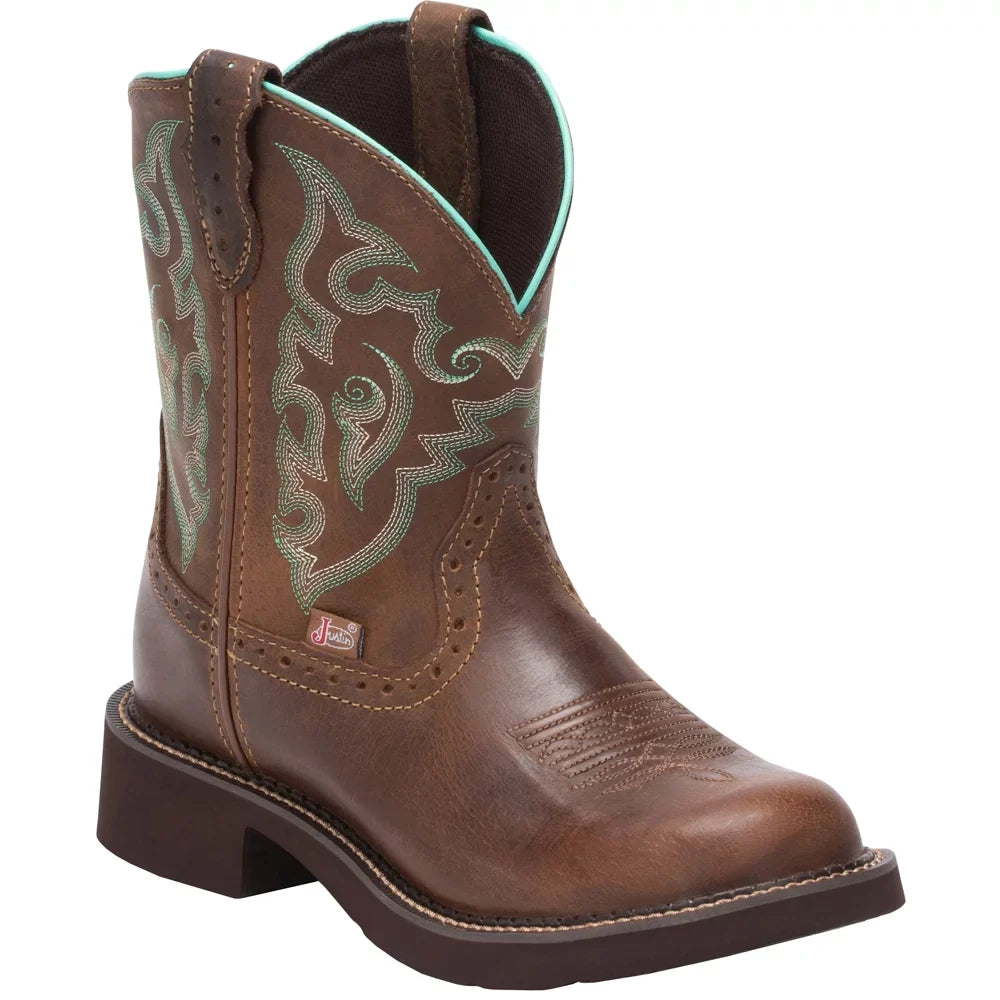Justin Calf Mid Toe Round Boots Boots Heel Gemma 1-2" Low Casual Womens