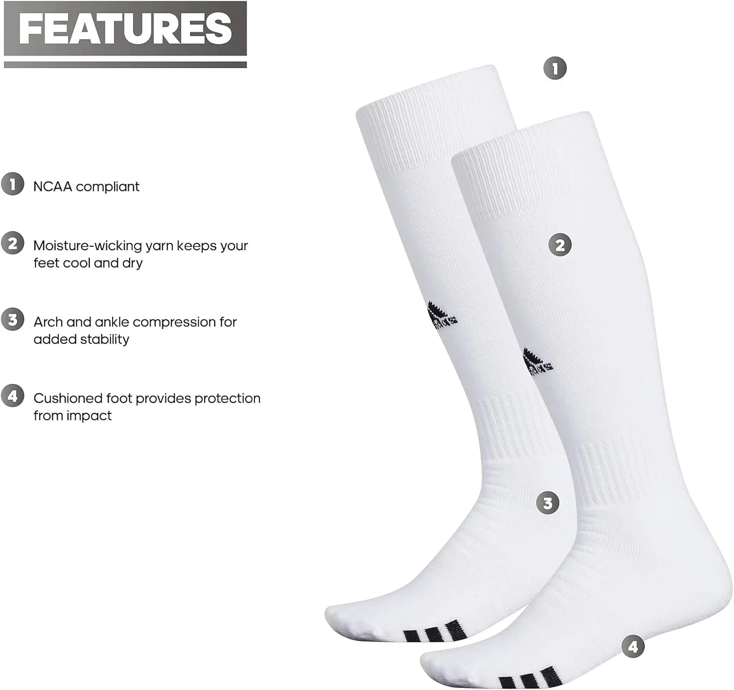 Large Over Socks adidas Multi Calf White/Black Rivalry Sport (2-Pair) (OTC) Field The