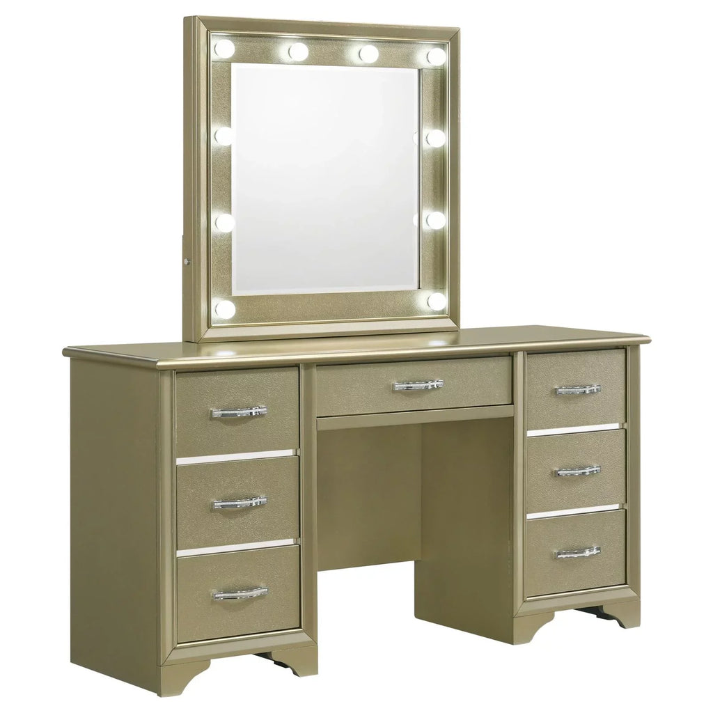 with Vanity Lighting Champagne 7-drawer Desk Mirror Beaumont