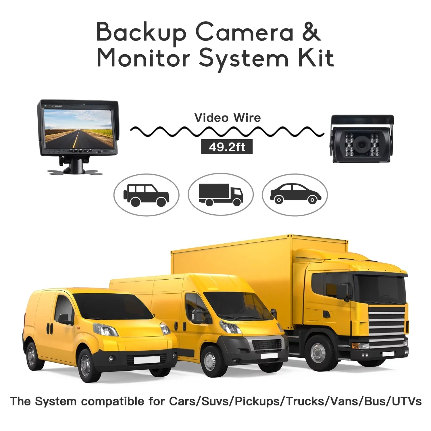 Cam Camping Back Waterproof IR RVs Kit, Night LCD Camera Backup Reverse Vision with Vans, IP67 TOGUARD Cars, 7’’ up Monitor Rear Night Vision Rearview with Trucks, CA711 for View