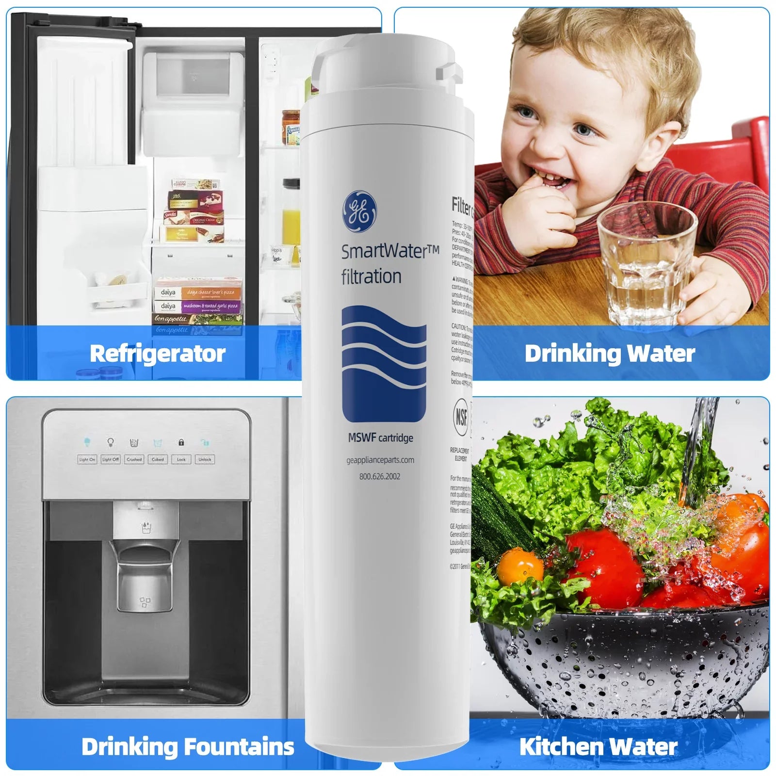 Filter, Pure RWF1500A Ice Tier1 Pack for 6 APF-1800, MSWF, Aquafresh AQUACREST Replacement AQF-MSWF Refrigerator GE WF282, Water of RWF1062, MSWF and Arrowpure