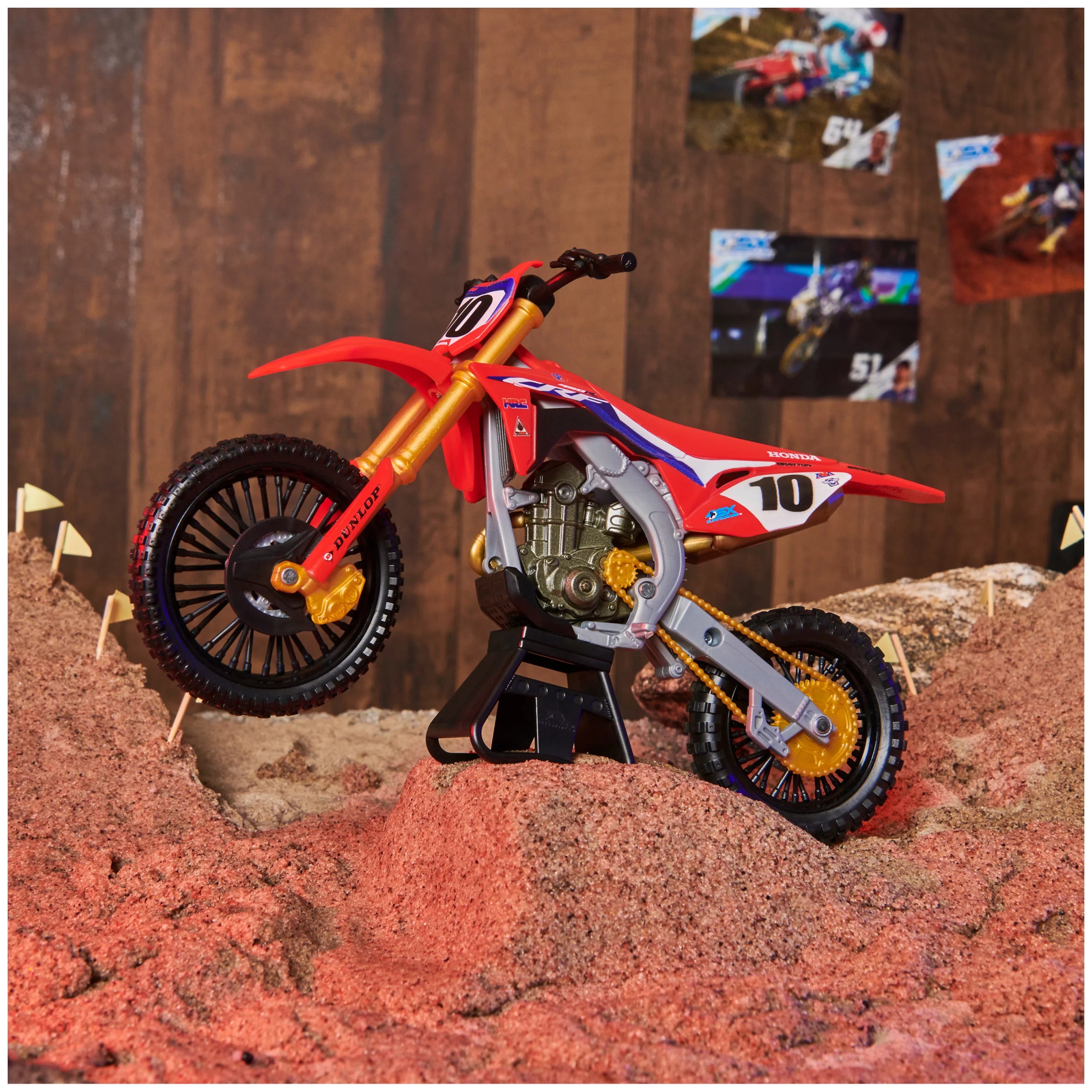 Justin Replica Die-Cast 1:10 Collector Stand Brayton Authentic Motorcycle Scale Supercross, with Display