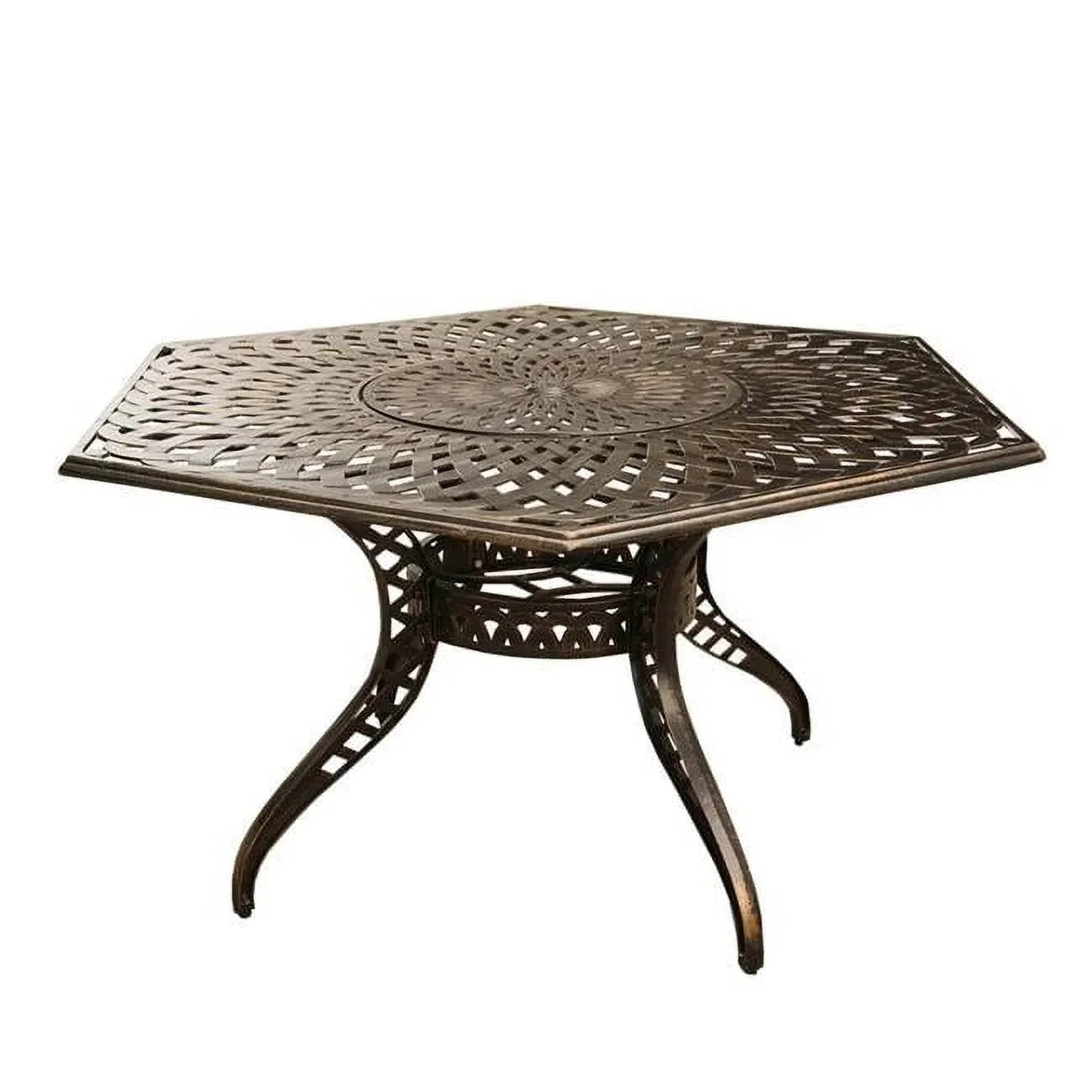 Modern with Aluminium Lattice Outdoor Susan, Dining Mesh Contemporary Table Bronze in. Lazy 63 Hexagon