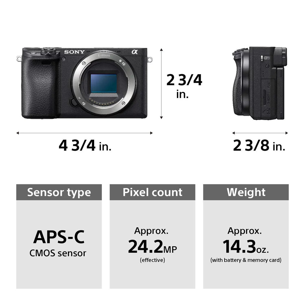 Alpha 18-135mm Restored & a6400 Camera - ILCE-6400M/B - Cameras Mount Compatible (Refurbished) Lens Mirrorless Sony E