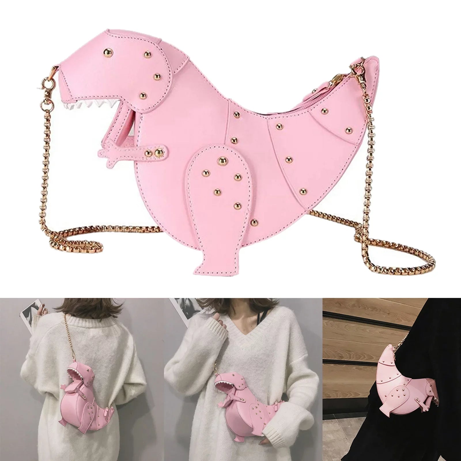 Chain Cartoon Women Purse Shoulder Strap , Handbag Bag Chic 27.5x11x16cm Pink -
