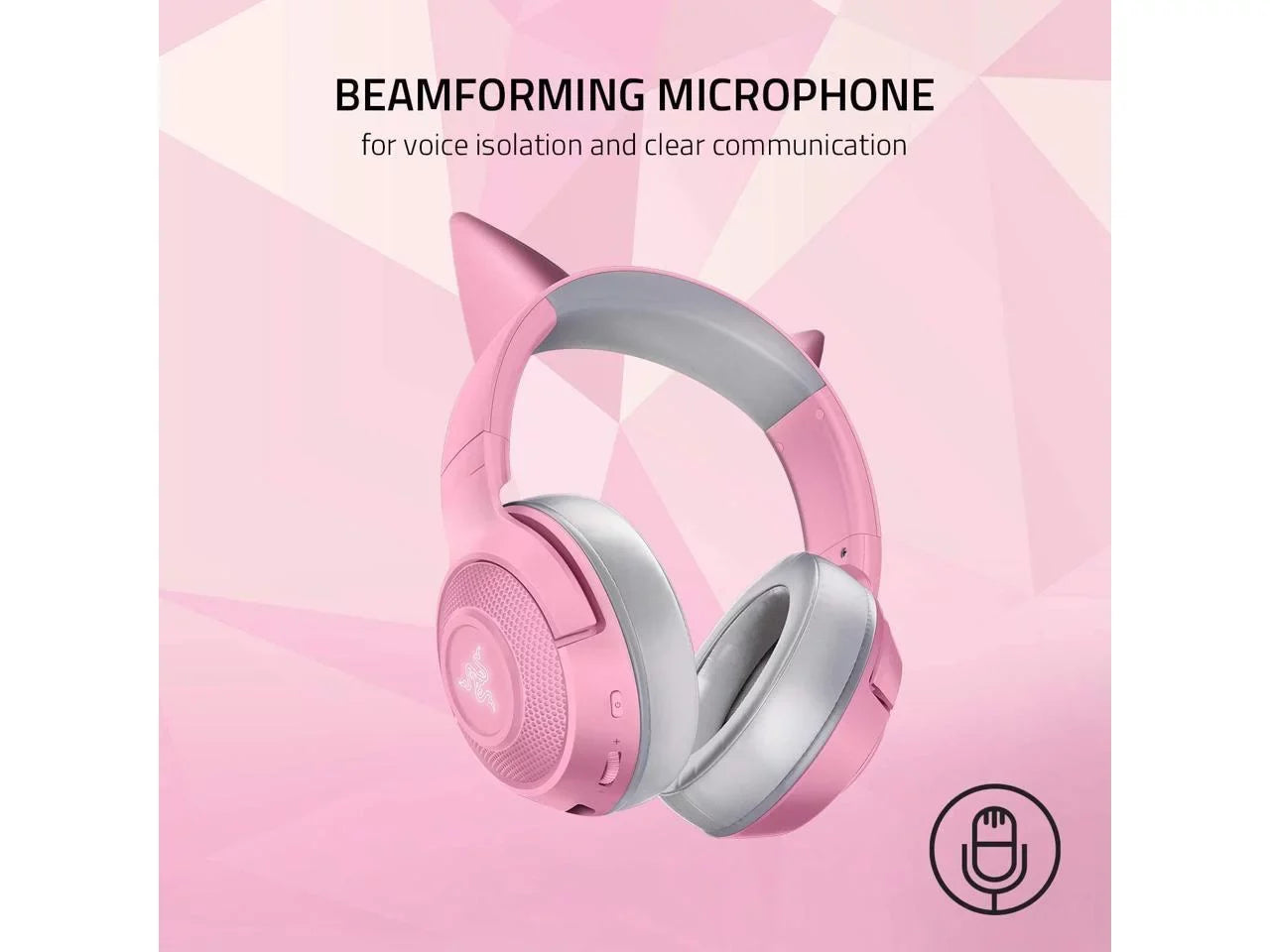 '- - Bluetooth Connection Custom-Tuned Powered Microphone Kraken Beamforming Razer Razer Quartz Latency Drivers - 40mm Edition: 5.0-40ms Chroma Pink - by Kitty BT Low