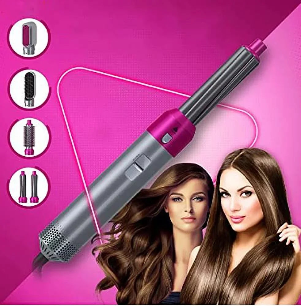 and Dryer - - 5-in-1 Detachable Negative Color: Brush Styling, Automatic Straightening Brush Heads PinkGold Dryer Blow Ionic Curling Hair Hair with Brush Styler for Electric