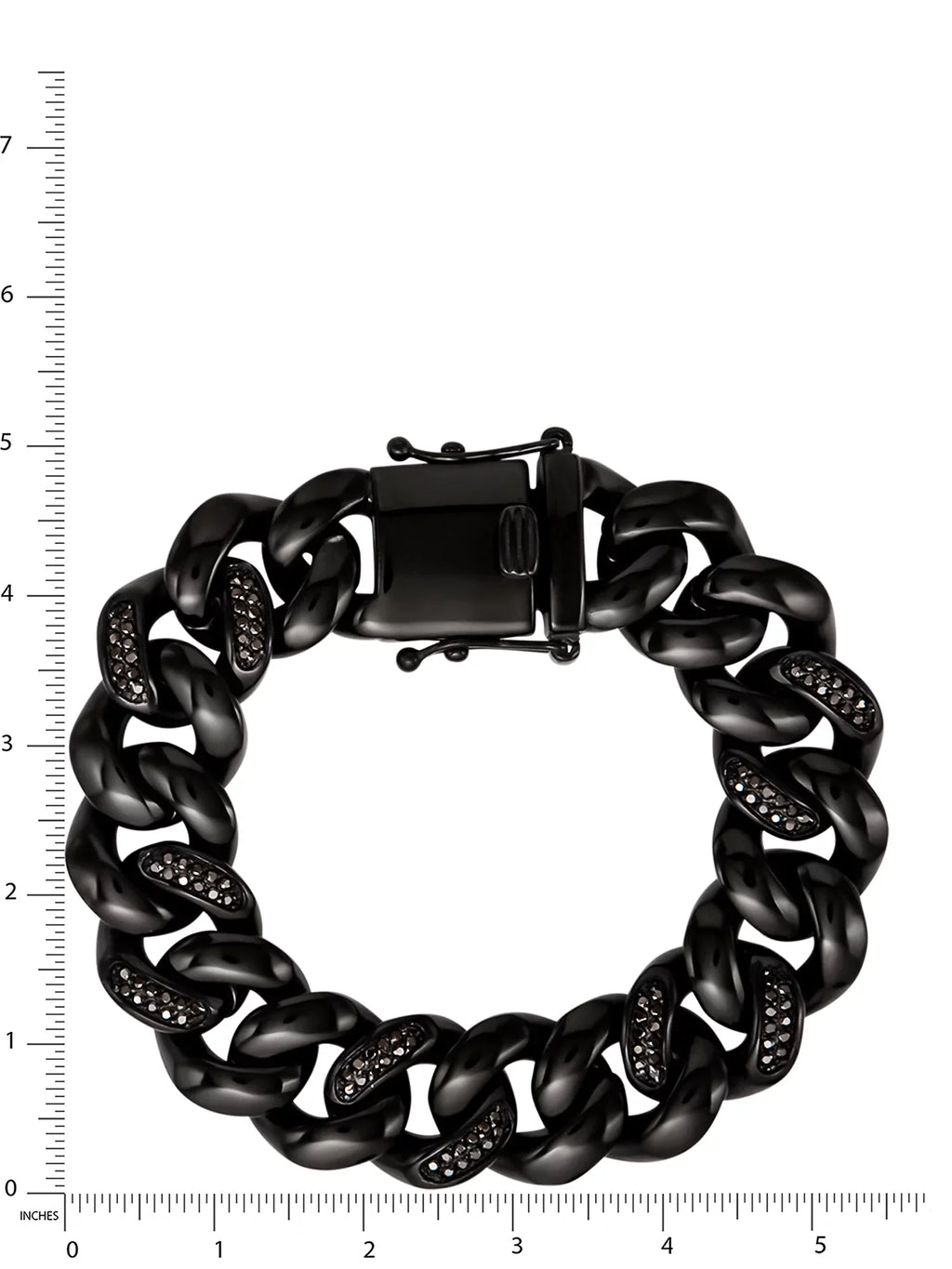 Diamond Men's Shaquille Simulated IP Stainless Steel Black Bracelet Plated O'Neal Curb