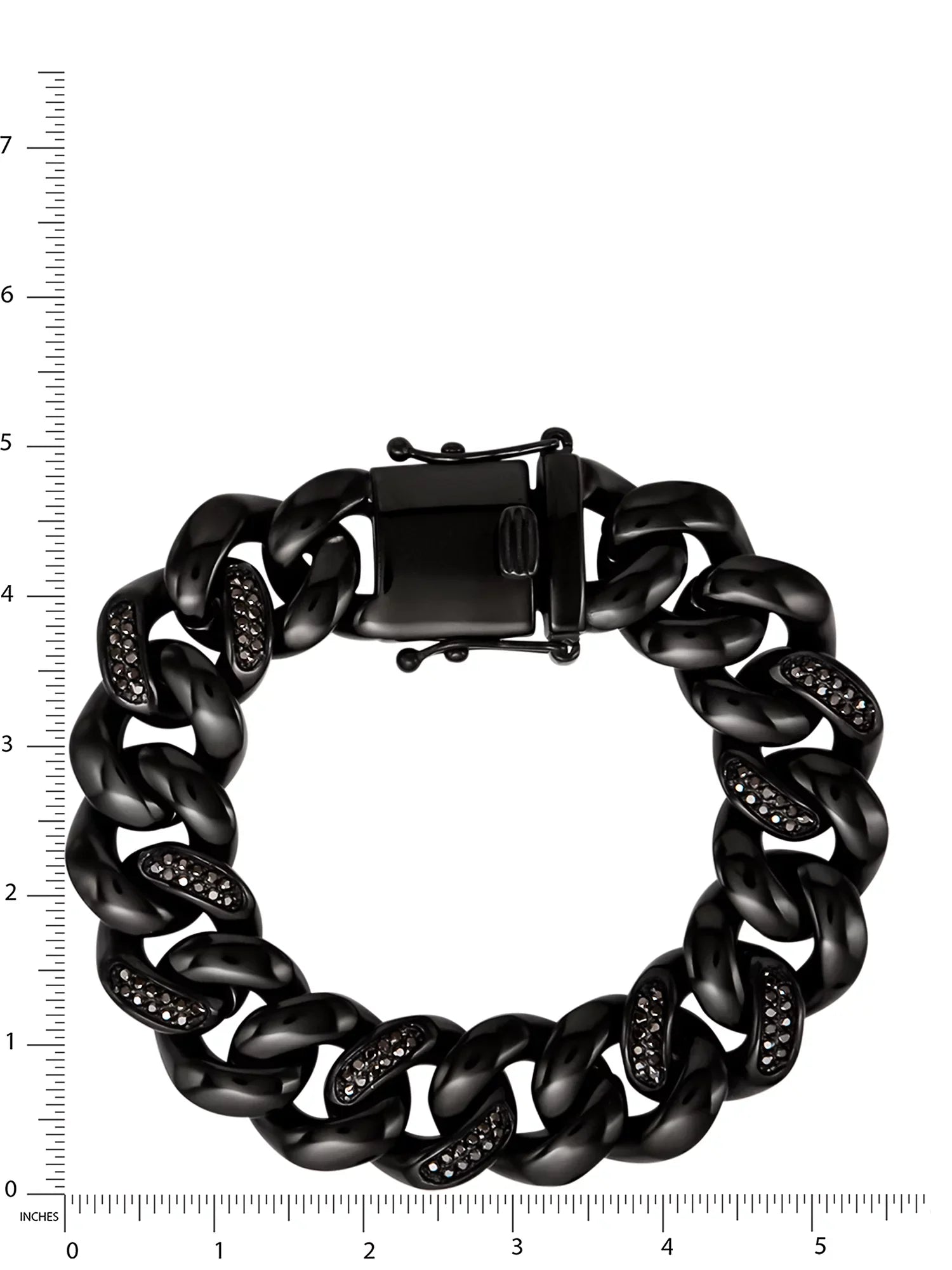 Diamond Men's Shaquille Simulated IP Stainless Steel Black Bracelet Plated O'Neal Curb