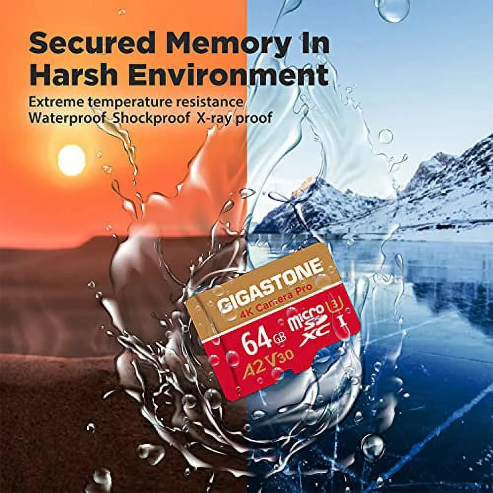 SD Cam, Recording, compatible 64GB 4K Class Pack with Micro 95/35 Dash GoPro A1 MB/s, Video Gigastone to Nintendo up 5 SDXC V30 Micro Pro, (5x64GB) UHS-I Switch, Cameras, 10, Card, Camera 4K R/W