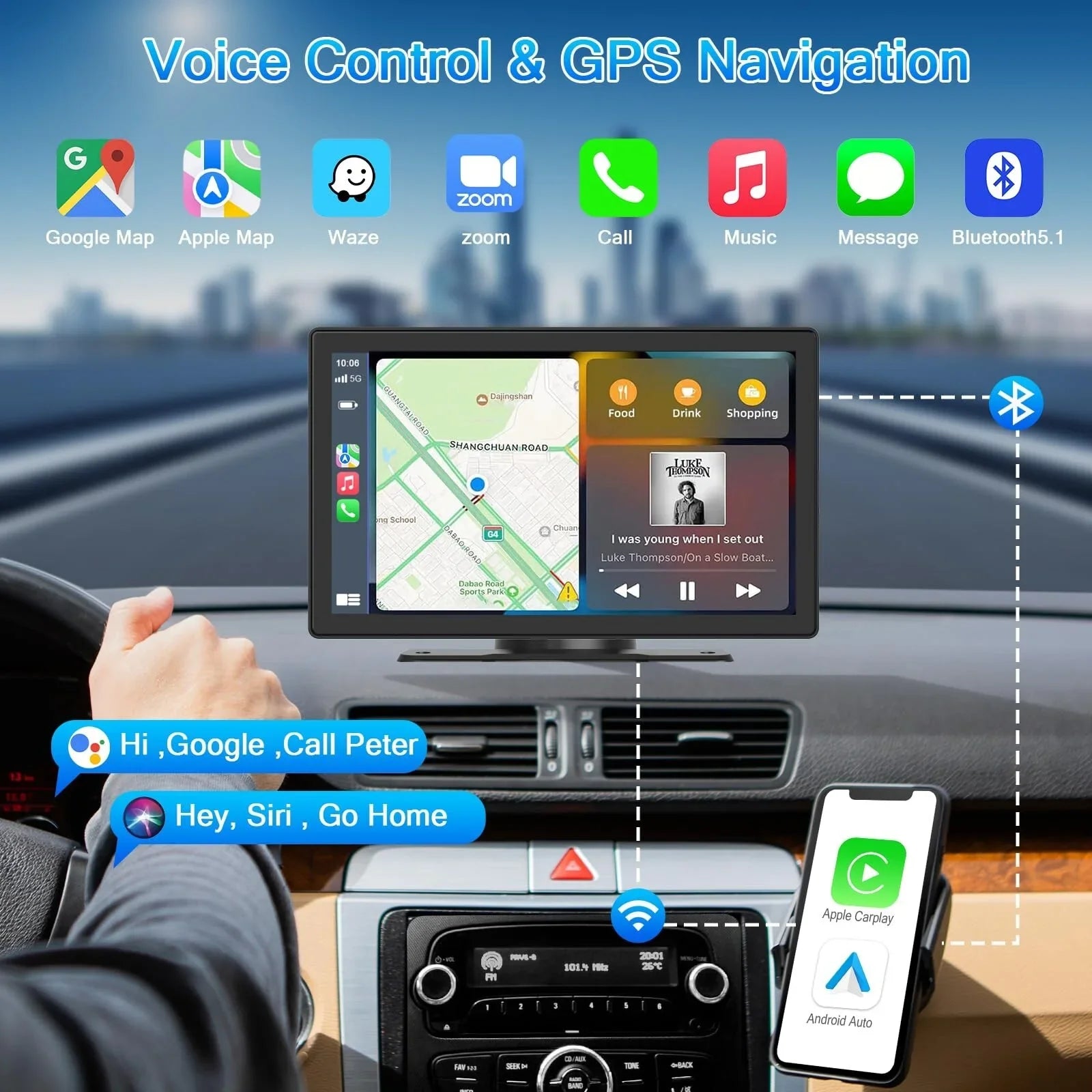 Navigation, Player Apple Car 9 Stereo, Play Dash DVR, Car Mate Carplay Screen Touch Camera Radio Backup Carplay Drive Audio 2.5K Wireless Inch Receiver, Multimedia Car Cam,1080p