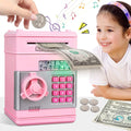 Password Bank Gifts Real Mini Bank Box Savings Saving Kids Coin Cash Adult Machine Electronic for Toy Money Kids ATM Safe Digital Piggy ATM (Pink/Silver) Savings Girls Boys Money