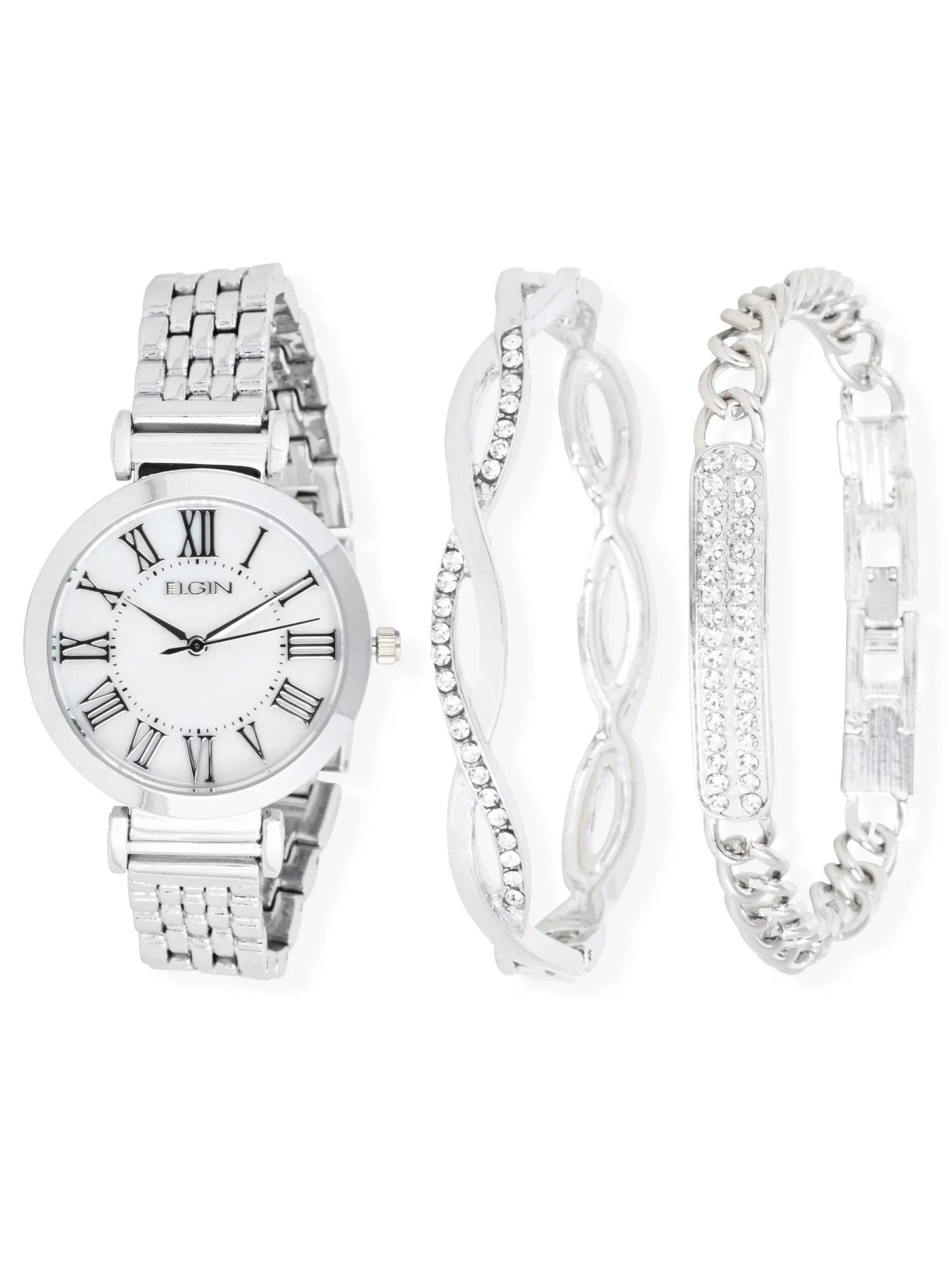 of Dial Analog Female EG17004SST in Adult with - Pearl Mother Set Watch Elgin Silver Round