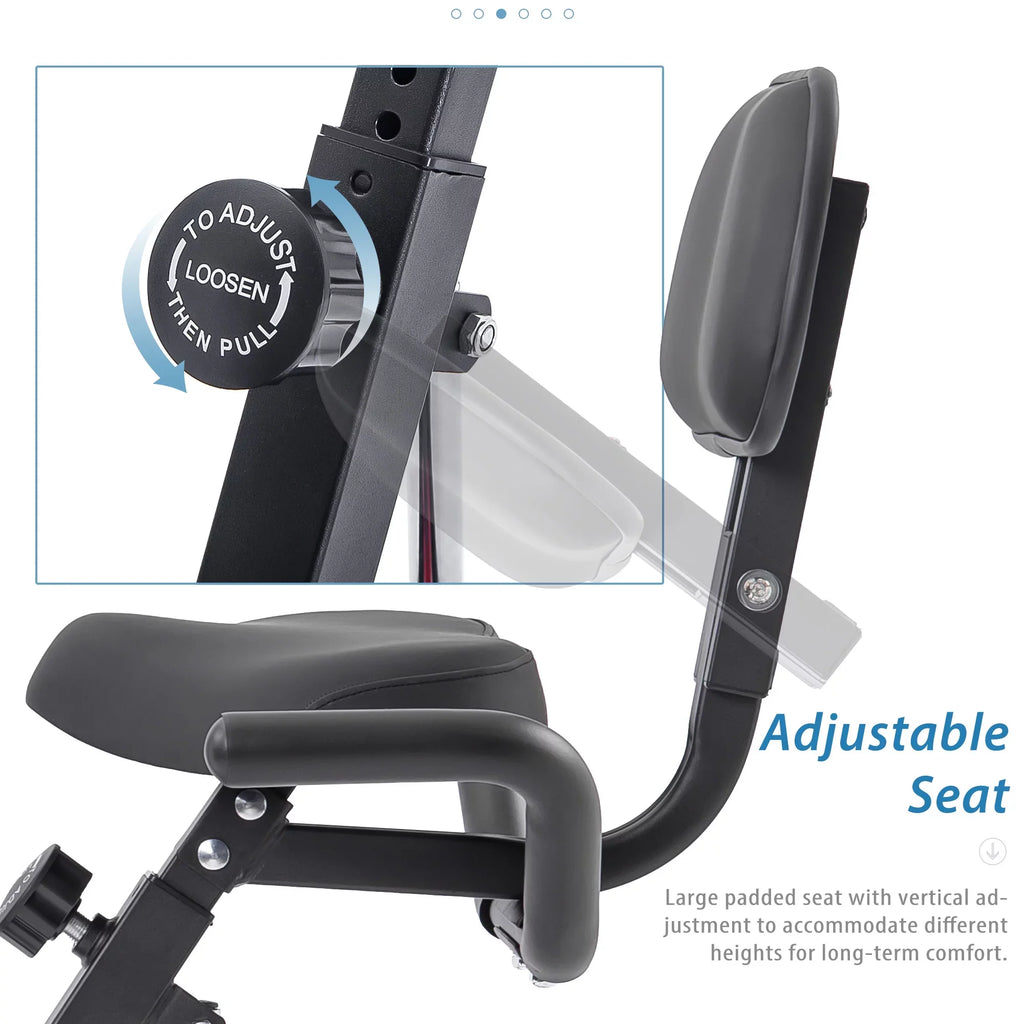 Recumbent Exercise Arm Resistance, Bands Folding Bike, Fitness Adjustable and and with Backrest Upright X-Bike 10-Level