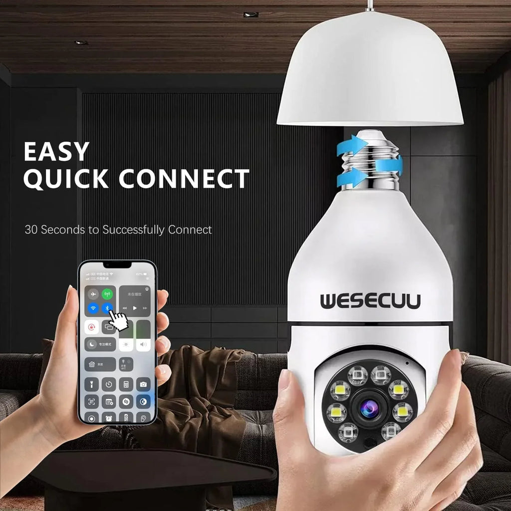 Cameras Camera-3MP Color Outdoor Camera Bulb Full Indoor Day Security Security Security Bulb 2.4GHz,360°