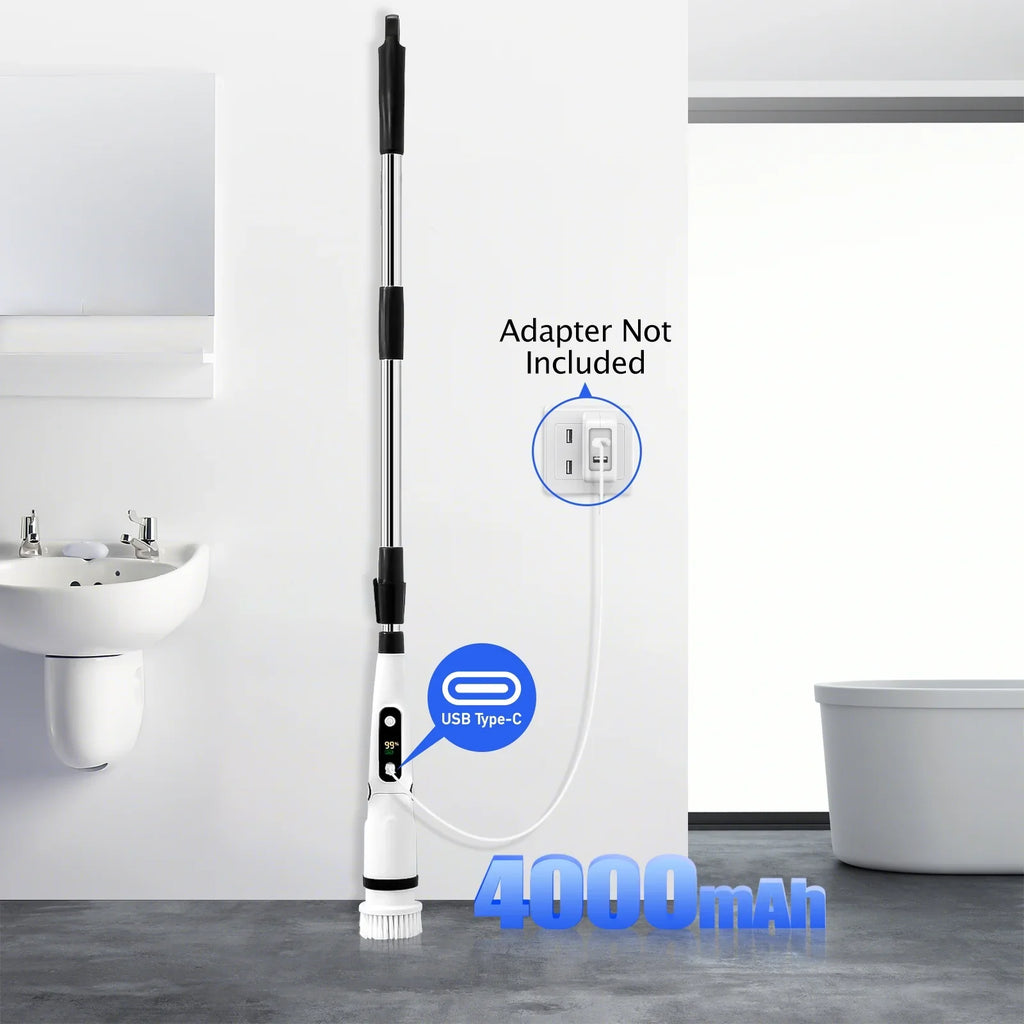 for Scrubber Floor Brush Scrubber, Heads,Shower Electric WLRETMCI Tub Car Long Cordless with Brush Brushes Spin 8 Cleaning Household Kitchen with Cleaning Bathroom Tile Handle