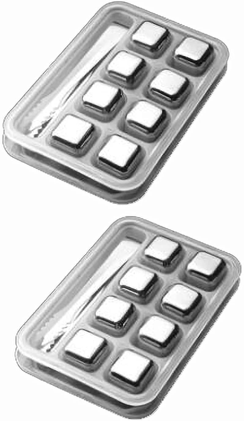 Rocks Chilling Stainless Steel Party Drinks Reusable Metal Ice Wine Tonic Whisky Women(Size:16 for Men Whisky Pieces,Color:Square) Gin Cooling Cube Scotch Stones
