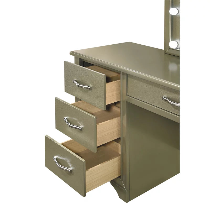with Vanity Lighting Champagne 7-drawer Desk Mirror Beaumont