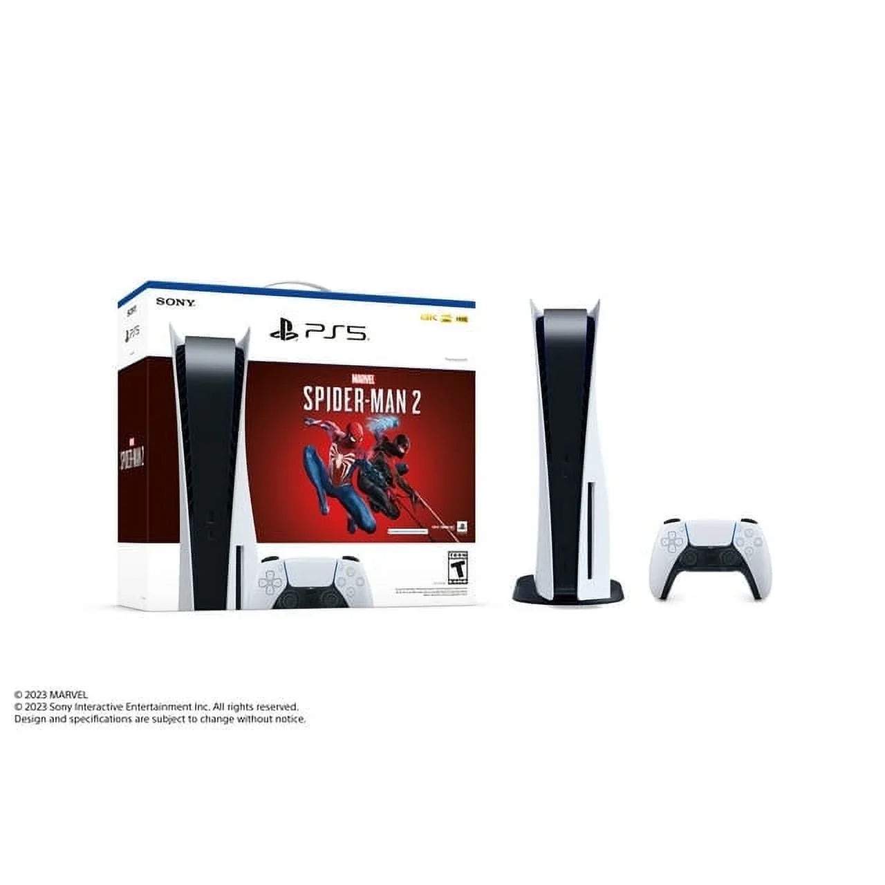 Console(Disc) with PlayStation_PS5 2 White Sony Gaming Marvel’s - Spider-Man Bundle Edition TEC