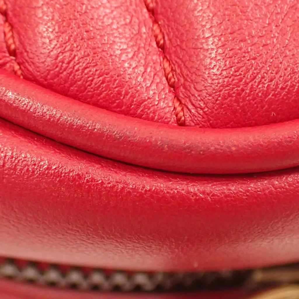 Bag 447632 Leather Gucci GG Shoulder (Good) Marmont Small Pre-Owned Red Women's Quilted