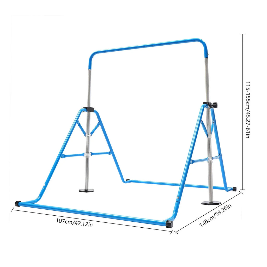 Adjustable Bar ZhdnBhnos Kids Junior Training Max Load Gymnastics Bar Gym For 100kg/220.5lbs Folding Blue Home Horizontal