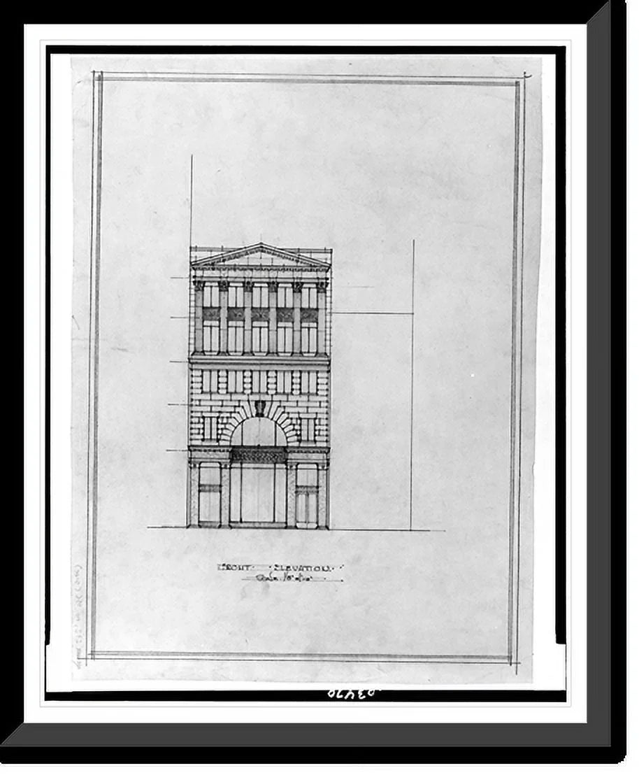 office 21-7/8" Historic N.W., North building. Framed 17-7/8" x buildings for [Two D.C.) (15th Washington, Front. B.F. Saul Elevation], Print, Street,