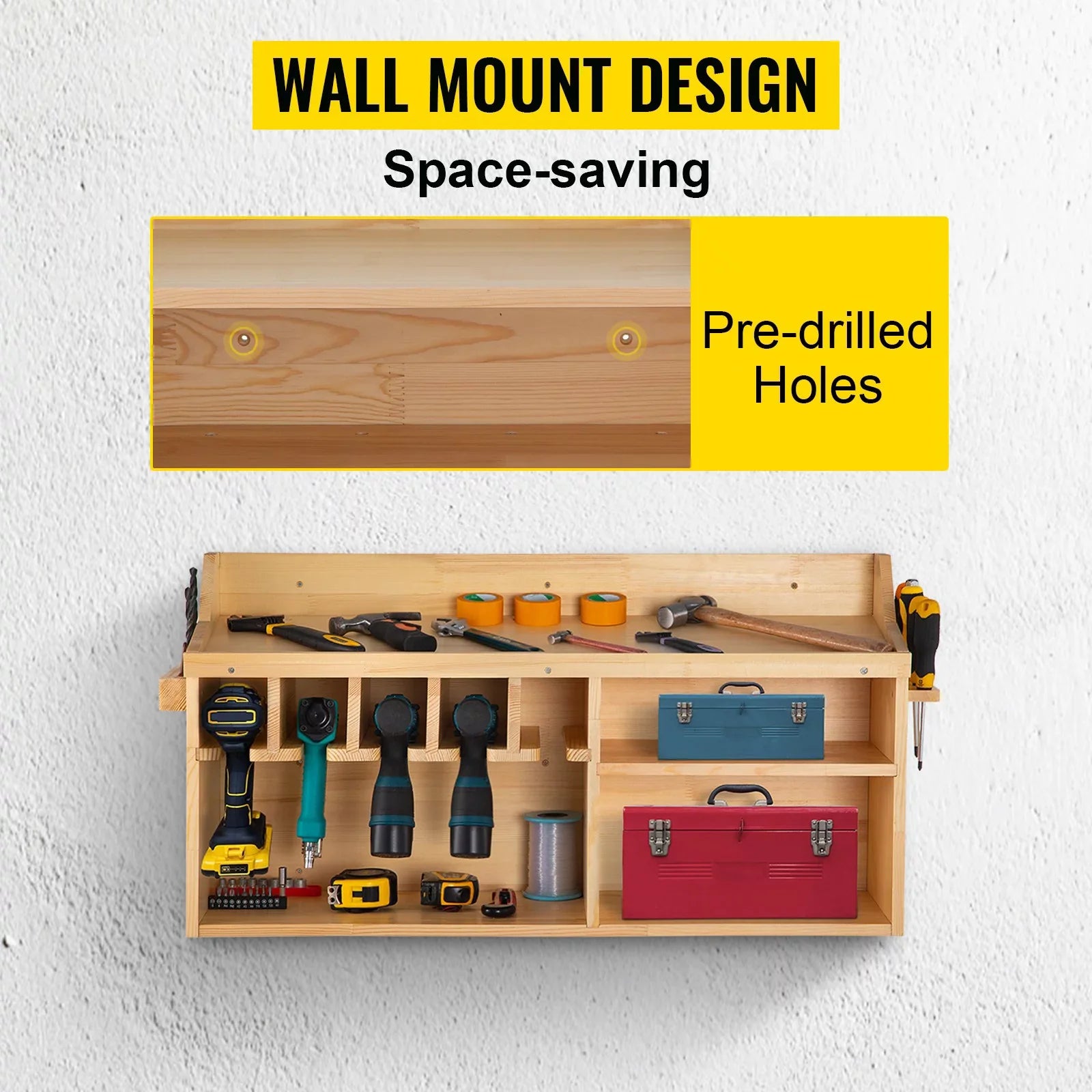 BENTISM Mounted Organizer Tool Tool Wall 5 Slots Drill Wall 4-shelf Power Holder