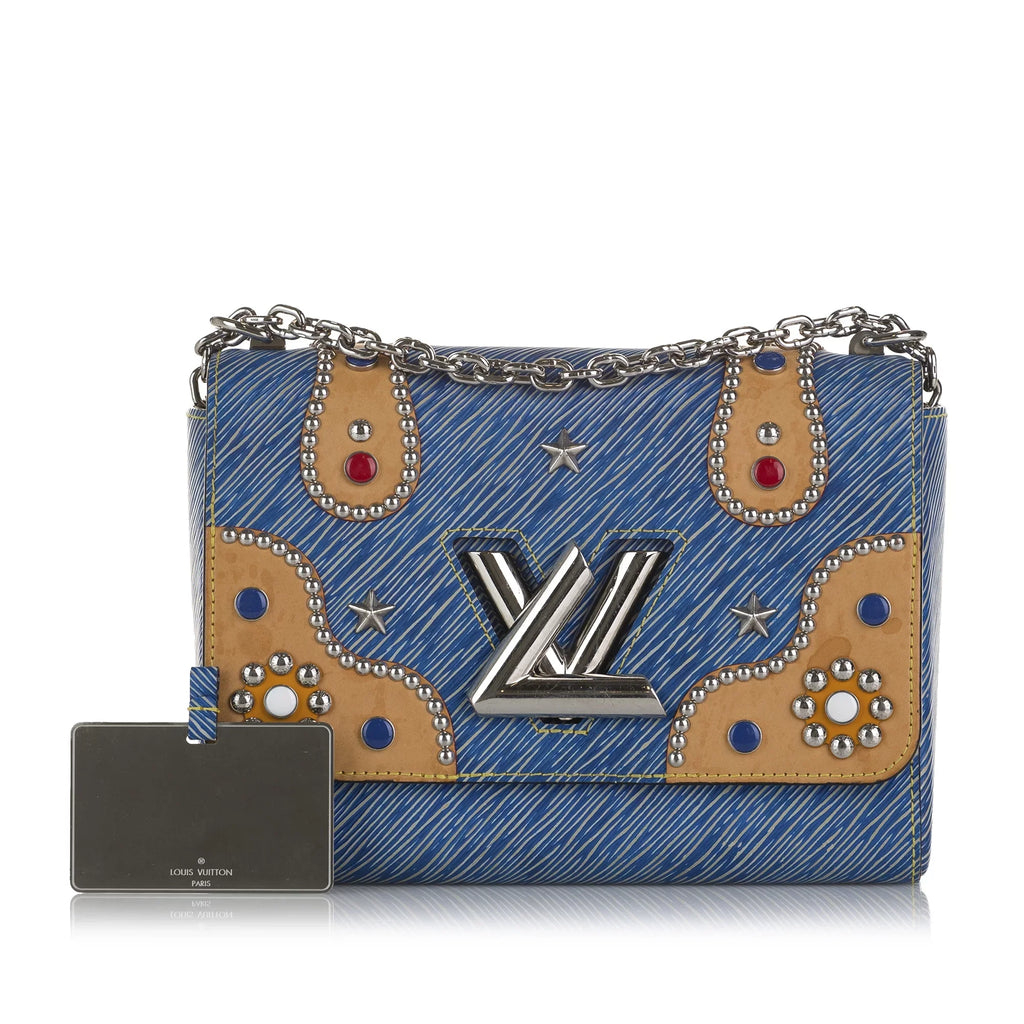 MM Louis Authenticated Leather (Good) Twist Bag Crossbody Pre-Owned Vuitton Unisex Epi Studded Blue