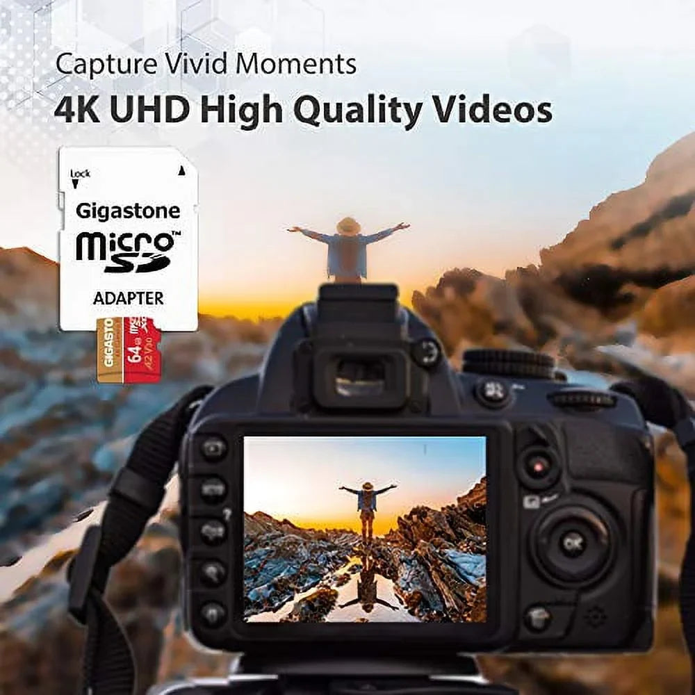 SD Cam, Recording, compatible 64GB 4K Class Pack with Micro 95/35 Dash GoPro A1 MB/s, Video Gigastone to Nintendo up 5 SDXC V30 Micro Pro, (5x64GB) UHS-I Switch, Cameras, 10, Card, Camera 4K R/W
