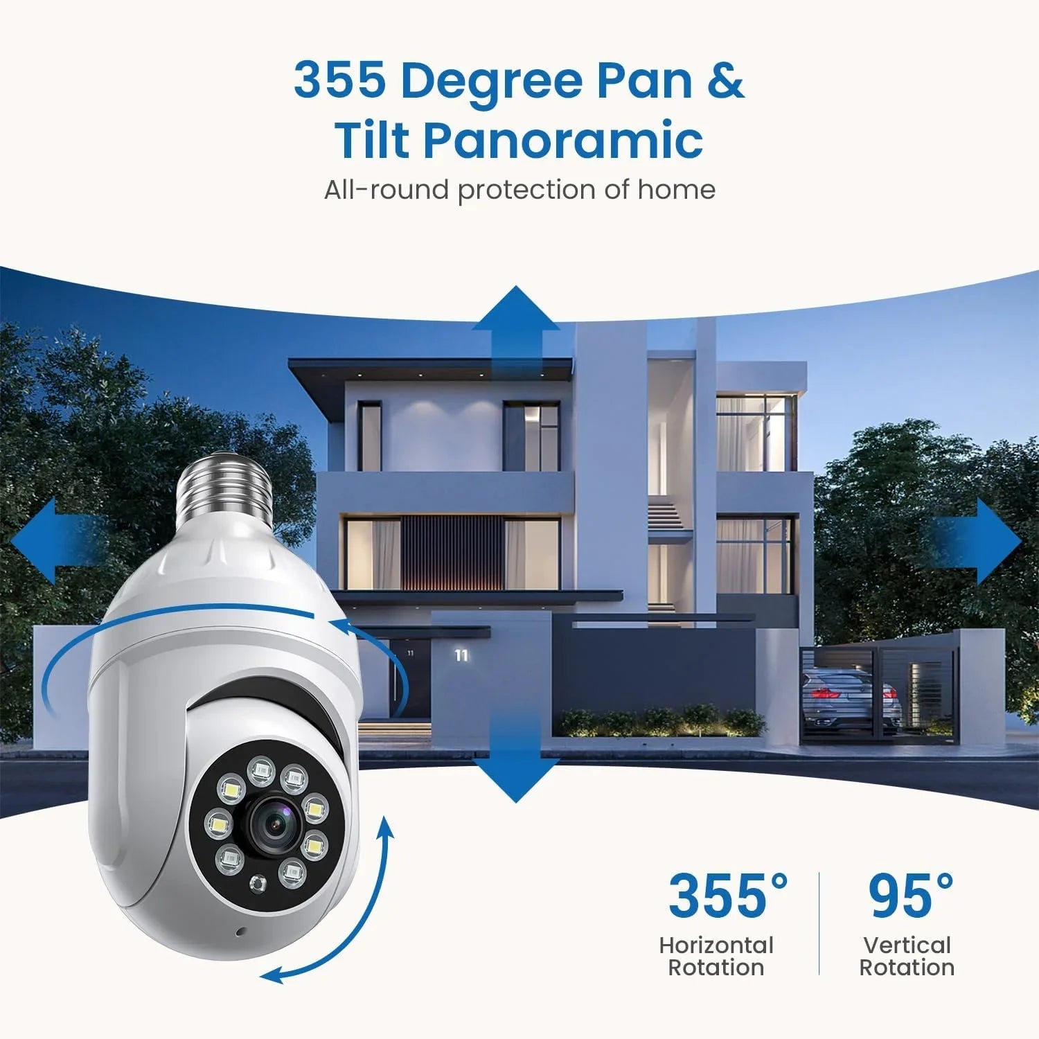 Light View, 355° BITEP Panora Live Human 2-Way Bulb Security Detection, Camera, Dome 1080p Cam, AI