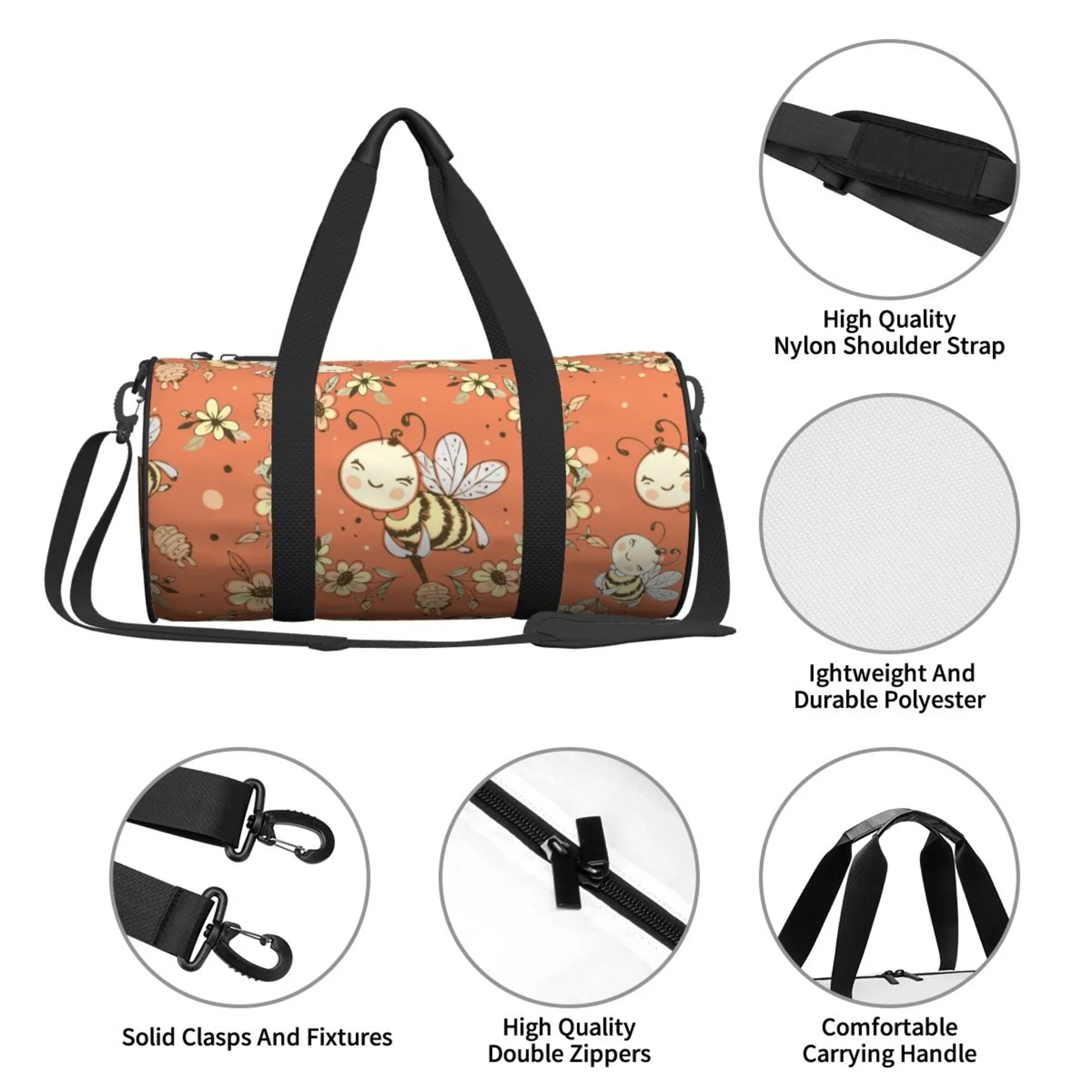 Weekenders Bag Honeybees Duffle Cute Gym Men Bags Tote Women Bag, Fantasy Sports ZICANCN for Travel