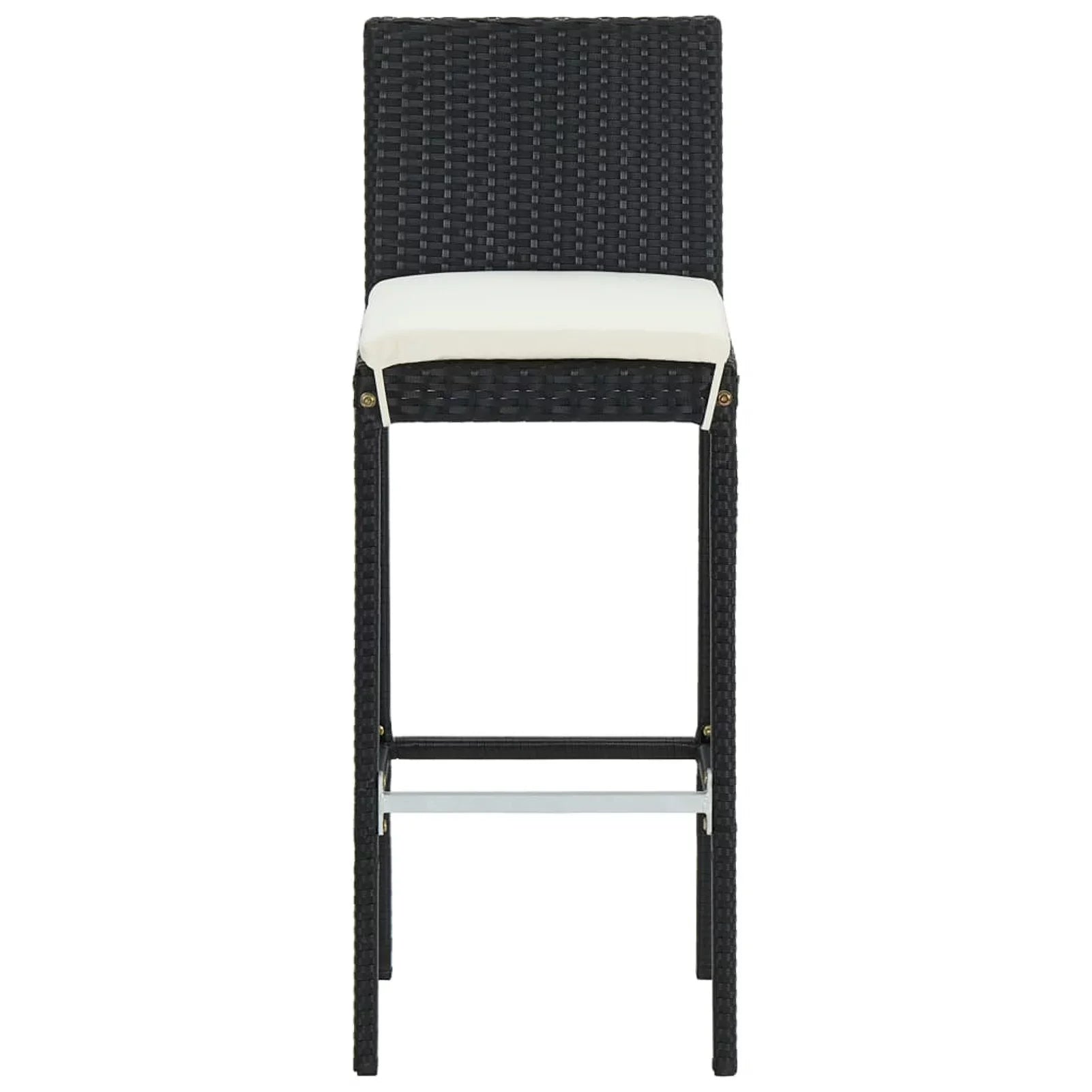 Furniture Garden, Stool 2 Balcony, Chair Patio, Bar Piece Set for 3 Poly and Outdoor Footrest Bar Black Backyard, Patio Bar Table Cushioned with Rattan Backrest Anself and