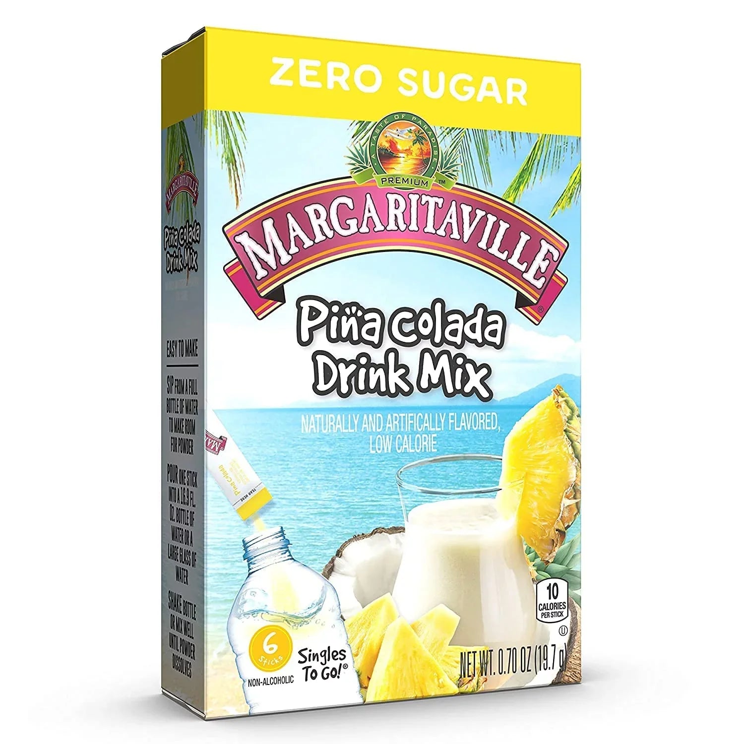 Go Singles Pack To (Pina Mix Drink Powder Flavored, - Margarita Sticks Non-Alcoholic - Margaritaville Colada, 6) Water