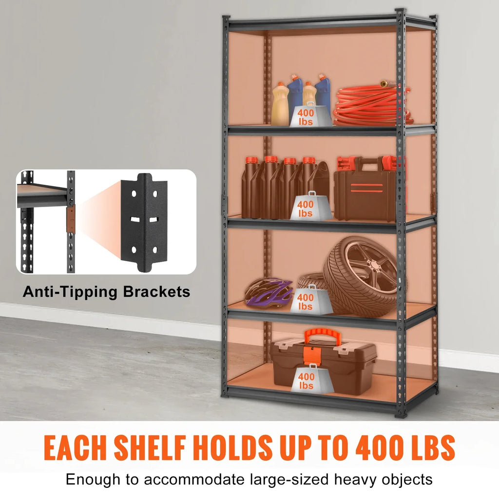 BENTISM Storage Storage Adjustable Unit Rack Shelving Garage 5-Tier lbs 2000 Load